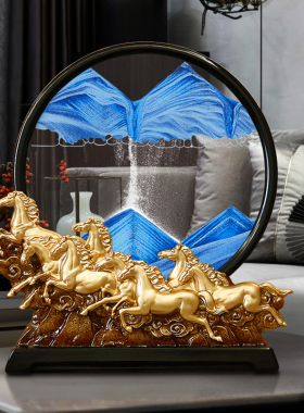 速发八骏马漏沙画办流摆件家居饰品客厅酒柜装饰品创意沙公室开业