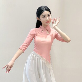 速发古典舞纱中练功服成人身韵飘逸网纱上衣衣国风短款旗袍舞蹈服