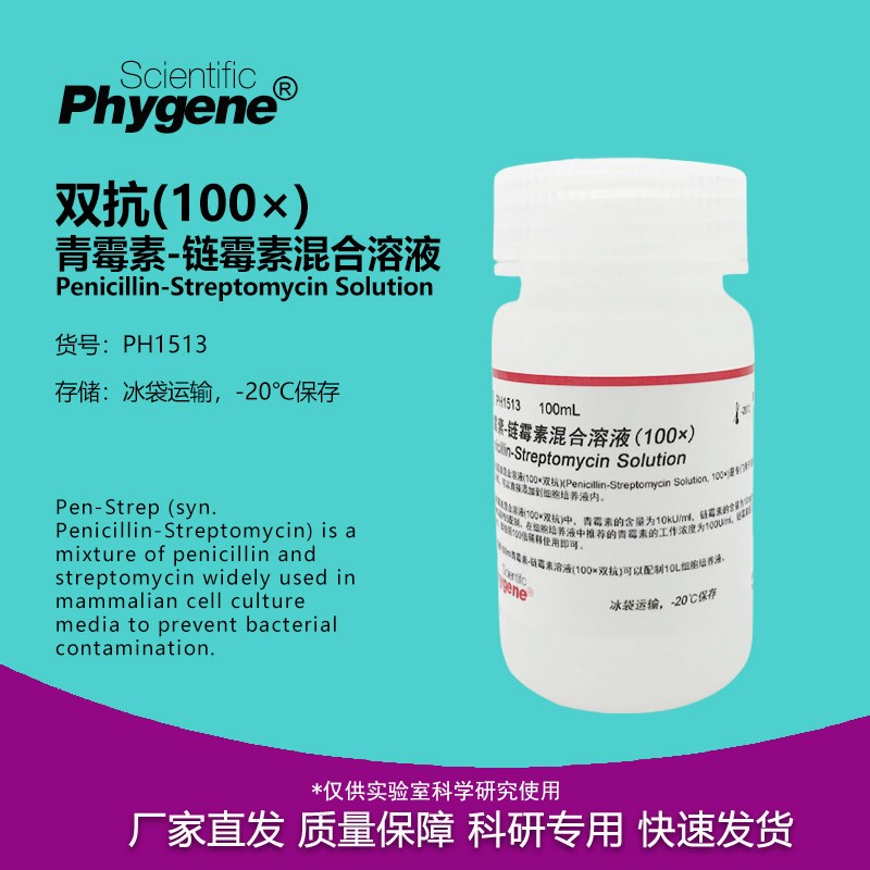 速发双抗溶液 青霉素链霉1溶液 实1试剂 100X 100 PH验5素 PHYE