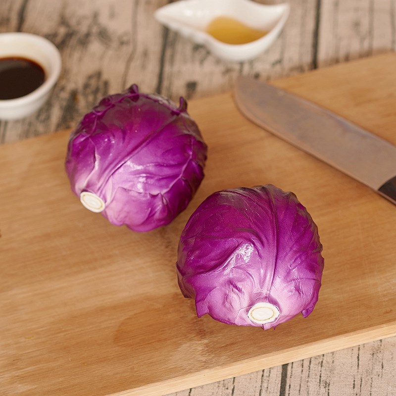速发蔬菜模型道具紫包菜卷心菜青菜蔬果摆件橱柜样板装饰摆设