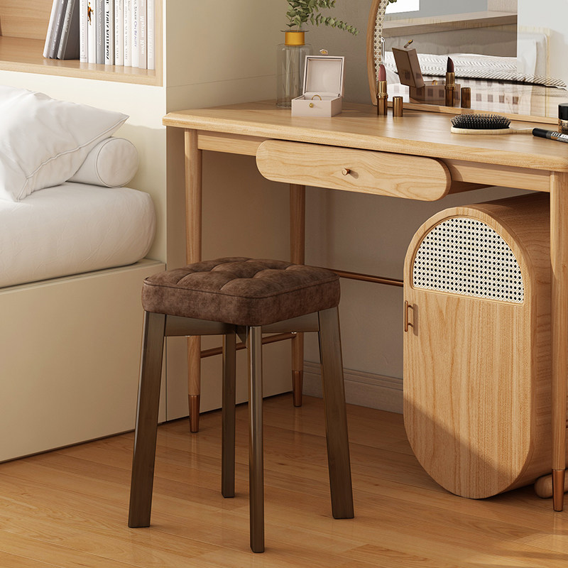 速发化妆椅子室梳妆台专用凳子轻奢高级方凳包软实木小椅卧舒适久