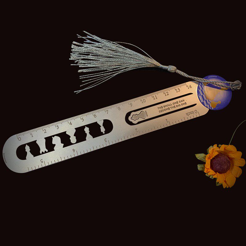 速发好象国际棋棋创意04不锈钢书签直尺学生钢尺学生文具测量用尺