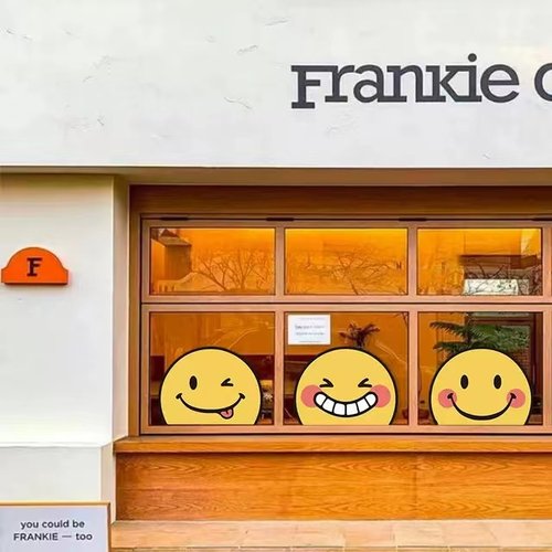 速发笑脸表情风店 式贴纸韩店铺玻璃门可爱装饰墙贴画窗花