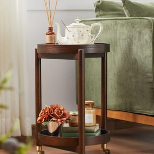 边可移动家用置物架手推车沙发零食餐车实木茶几茶水车小推车厨房