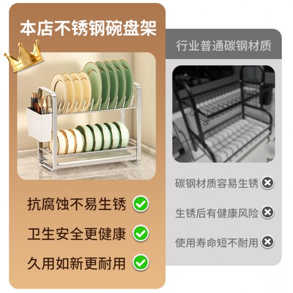 厨房置物架子款窄抽屉碟碗盘架新款小尺寸收纳架2024沥水不锈钢碗