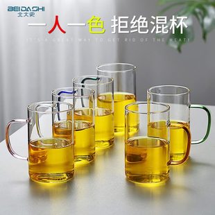 水杯耐热硼硅高六色彩北大号微波牛奶杯啤酒杯家用玻璃杯史大把可
