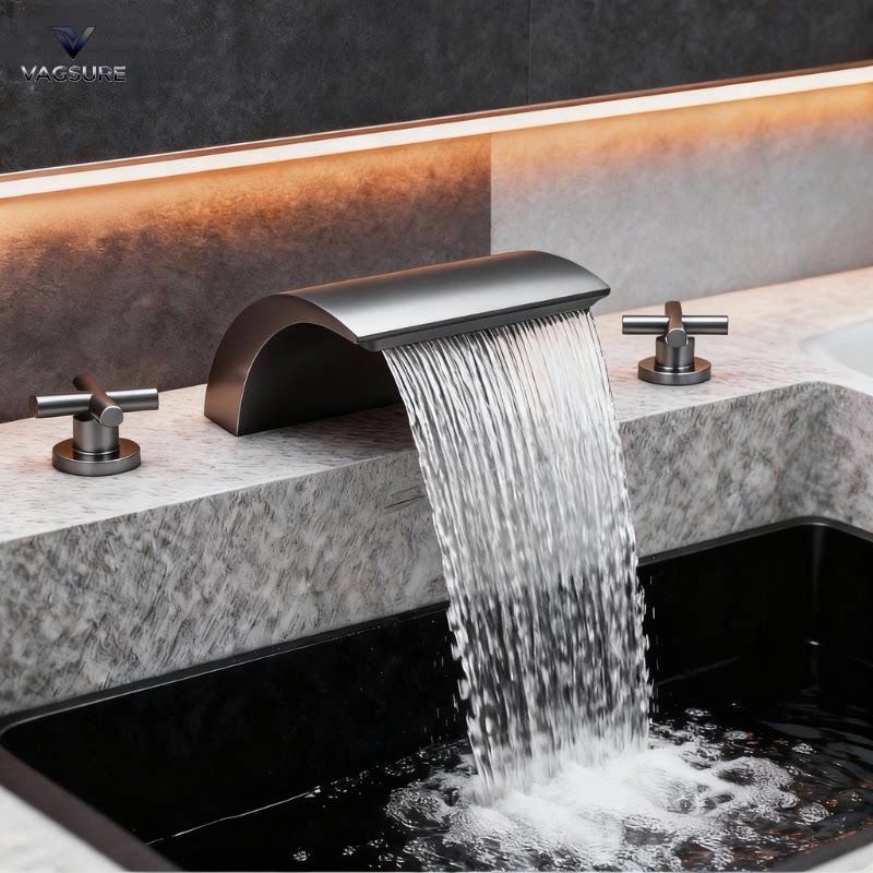 大流量瀑布式浴缸水龙头1寸6分全铜泡池温泉酒店专用冷热水开关