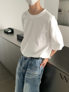 TEN 索罗娜抗皱凉感280g打底宽松基础T恤 EMPTY黑白纯色圆领短袖