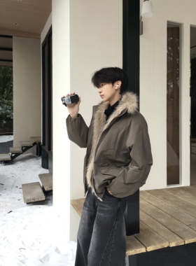 TEN EMPTY冬季座山雕夹克保暖棉服环保加厚男女拼接毛领派克服