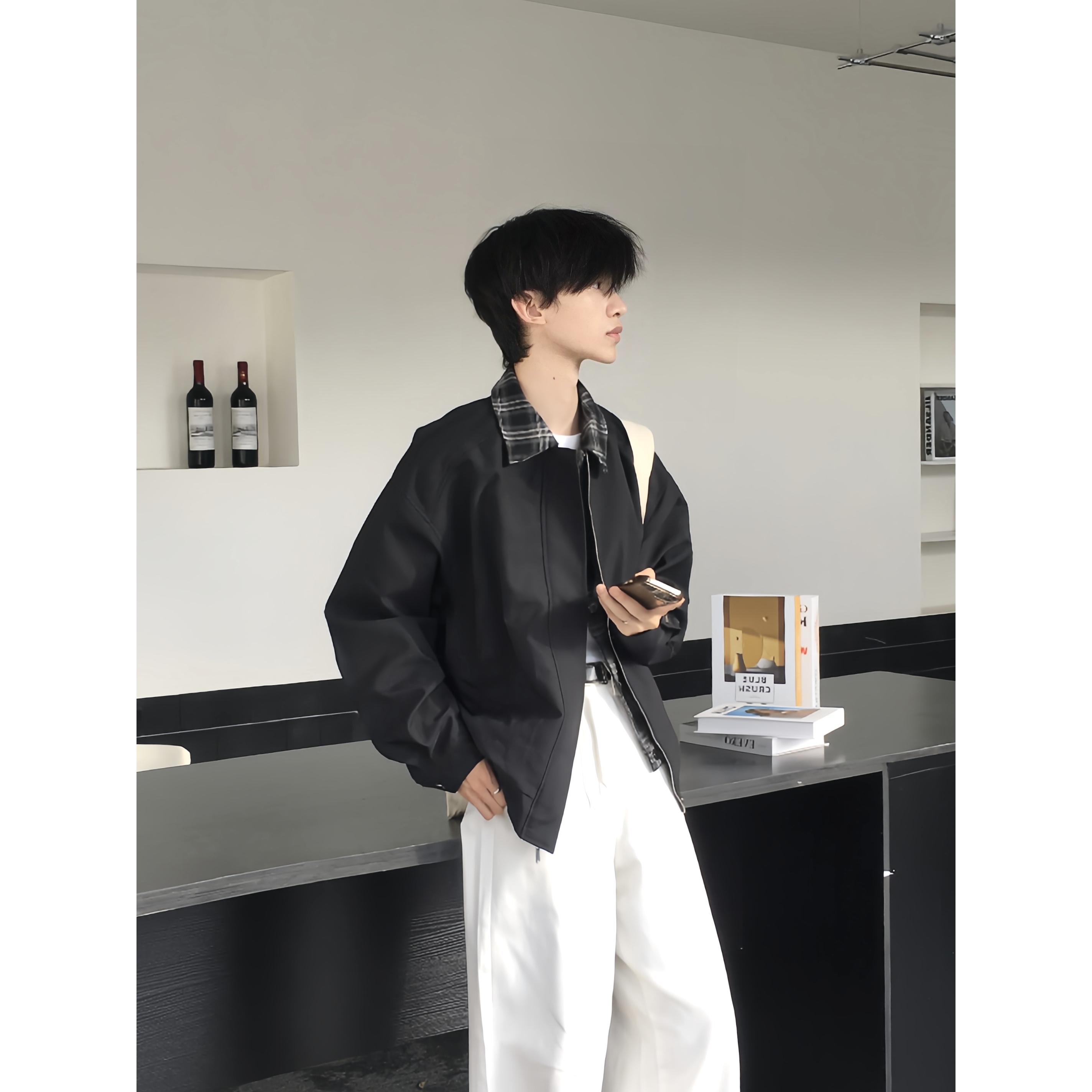 TENEMPTY秋冬假两件撞色翻领夹克