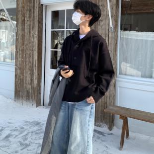 TEN 外套 EMPTY秋冬连帽毛衣慵懒宽松黑灰韩系男女无性别针织衫