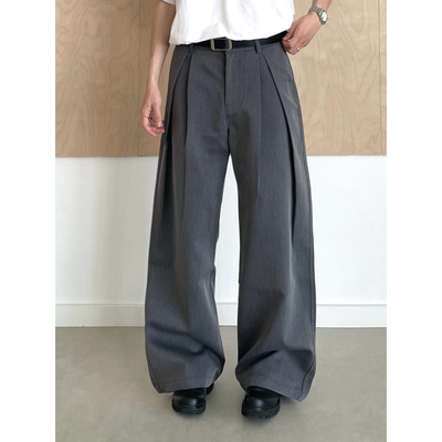 TENEMPTY立体工字褶A字阔腿西裤