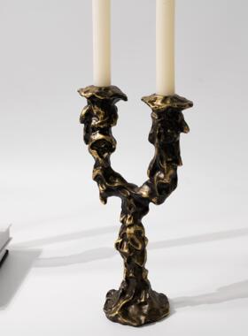 简约现代艺术弧形侘寂风格烛台摆件售楼处样板间酒店民宿装饰品