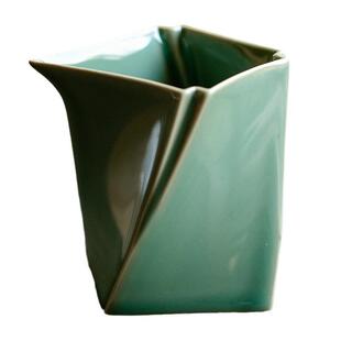 越窑青四方斜口公道杯创意公道杯分茶器家用功夫茶具匀杯配件