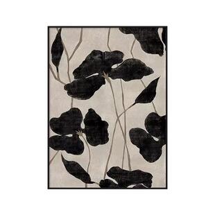简约现代小众黑白壁画植物卧室玄关装饰画艺术花卉样板间客厅挂画