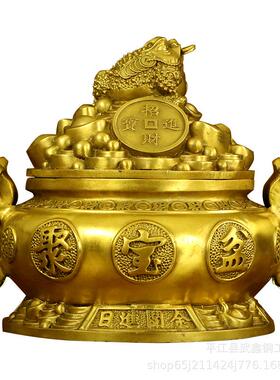 厂家直销纯铜金蟾聚宝盆金钱聚宝盆客厅玄关公司办公室摆件
