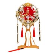 中式 团扇浅色新娘琉璃龙凤褂扇子手工古风秀禾汉服婚礼出嫁遮面扇