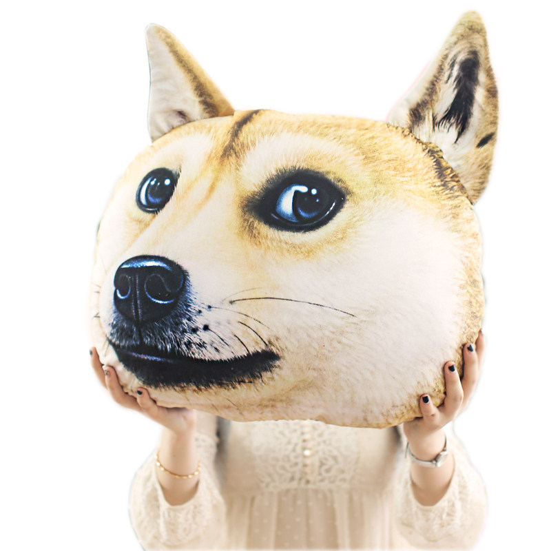 速发哈士奇神烦秋田犬dog萨摩耶抱枕靠垫立体狗头汽车靠垫腰靠车