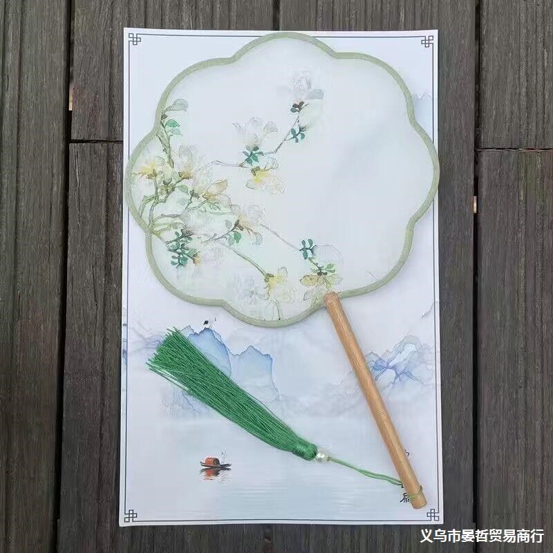 速发儿童复古风团舞古典宫扇中国风圆扇蹈汉服扇旗袍走秀演出扇子
