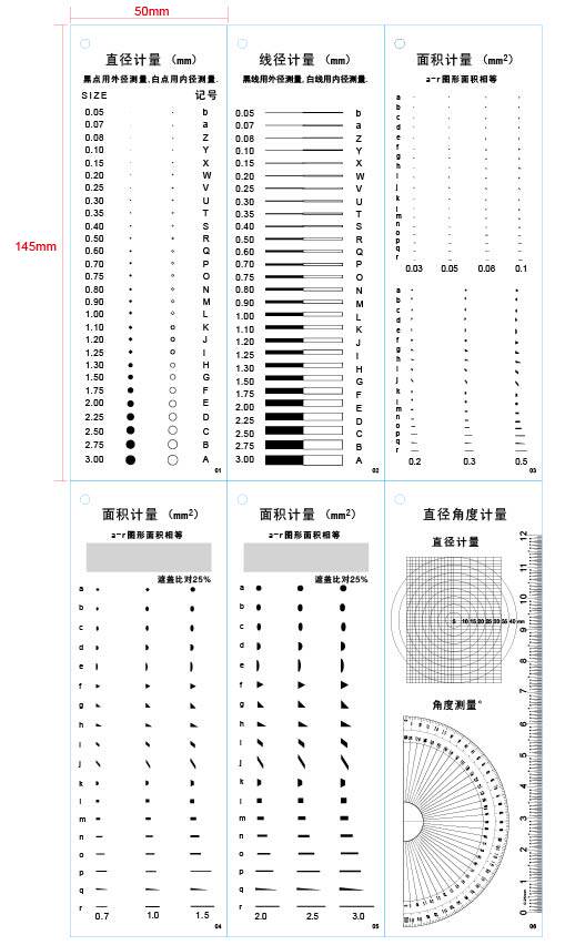 速发菲林尺 点线规 污点卡 外观检验基准 刮伤异物卡 透明软尺 6