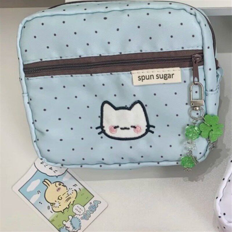 速发可爱薄巧波点小猫分层多功能少心高颜值零相机包