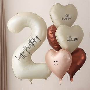 速发生日场景布置装 饰孩男宝数字气球儿派无毒周岁童对家庭简单2
