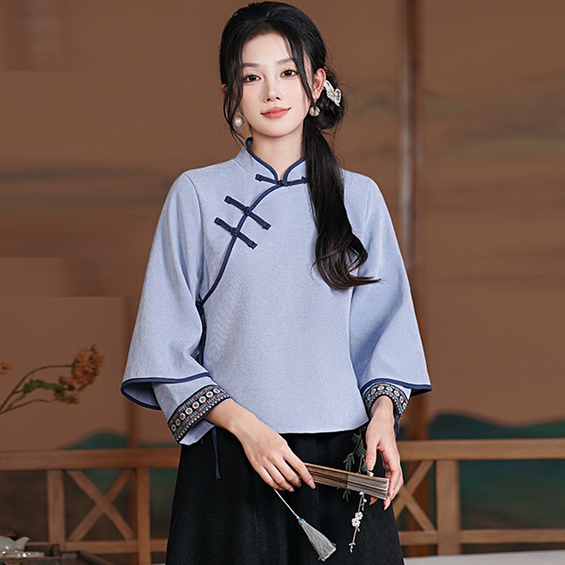 速发民国学生装茶艺服风中式套意装唐装中国装汉服禅装改良旗袍上