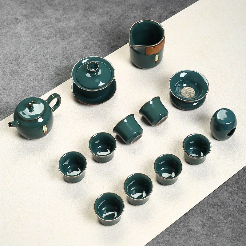 速发青瓷茶具套装公用办家会客轻奢茶茶中式整套陶瓷壶杯功夫泡茶