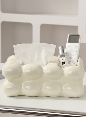 速发棉花糖纸轻盒客厅创意多功能收纳盒巾奢茶几饰纸盒装抽摆件