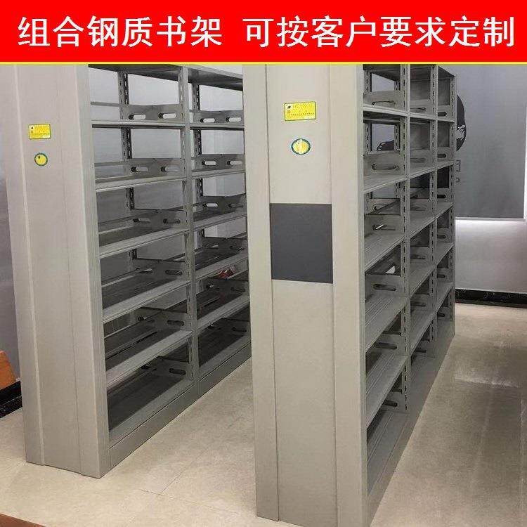 广西工厂销售双柱双面学校图书馆书架阅览室钢木组合钢质书架