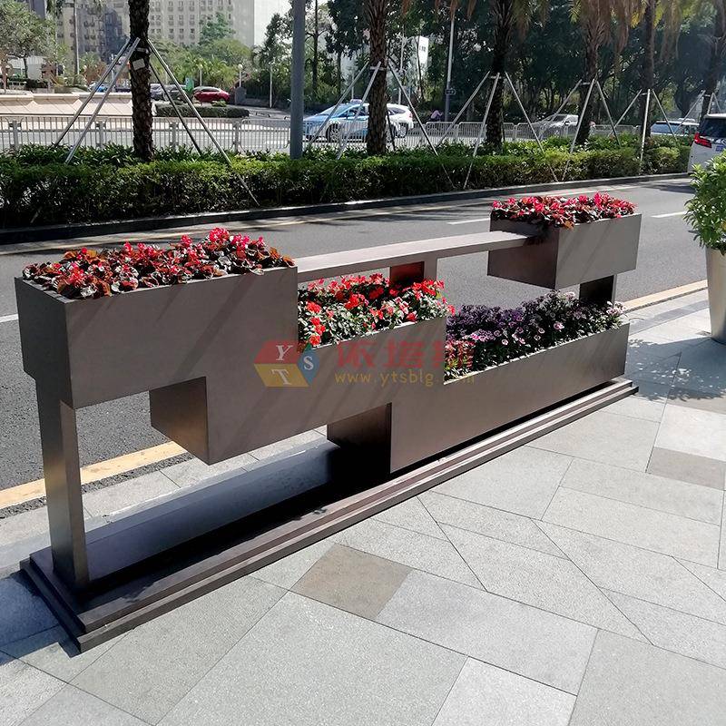 龙岗区依塔斯市政绿化工程项目铁艺不锈钢花箱组合落地式金属花盆