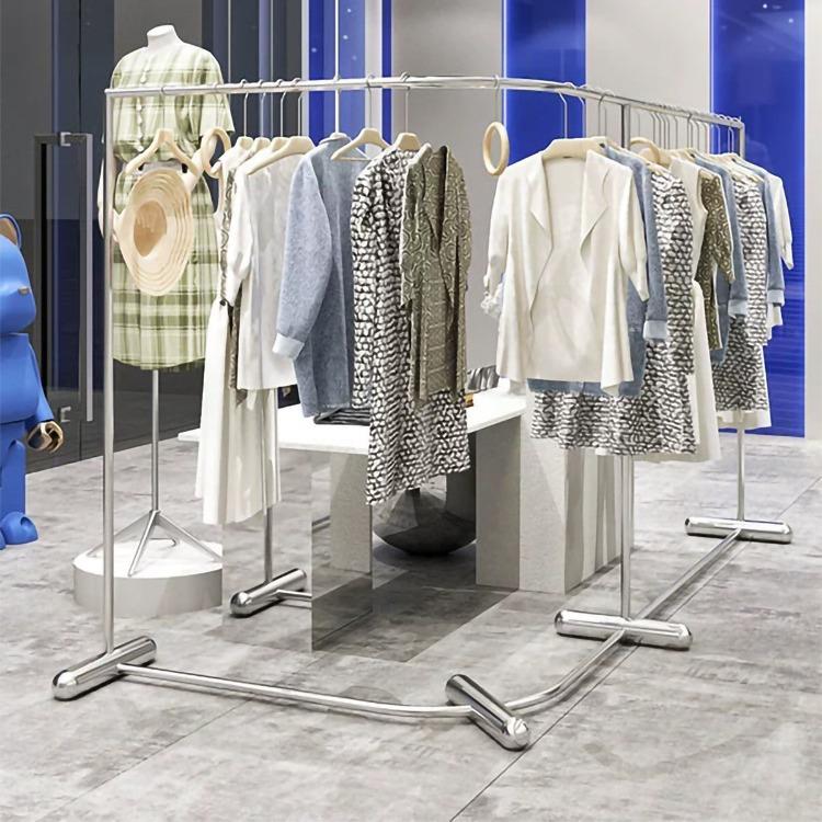 新款转角衣架加粗款落地高档服装店陈列货架晾衣杆挂衣服的架子