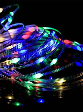 太阳能幻彩串串灯皮线灯声控串串灯圣诞树灯庭院灯户外露营草坪灯