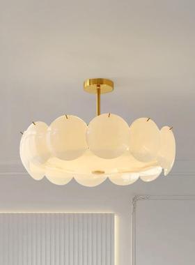 法式奶油玻璃吸顶灯全光谱护眼中古圆形浪漫卧室主灯客厅餐厅灯