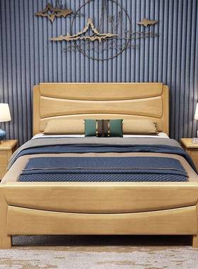 中式实木床1.2米1.35米单人床1米小户型童床1.5米双人床储物床