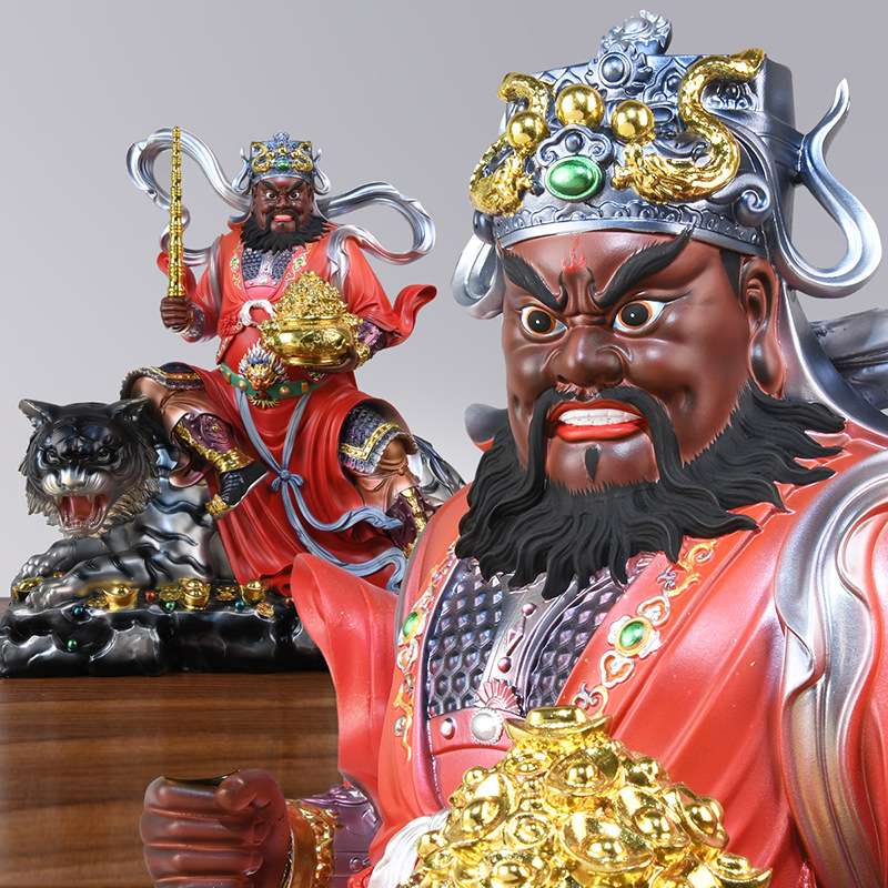 赵公明财神摆件骑虎黑虎玄坛武财神爷神像办公室店铺家用供奉像