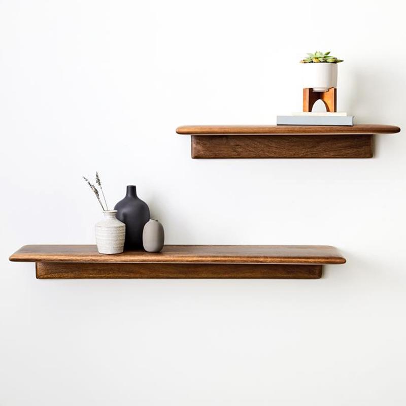 弄舍美式乡村实木一字隔板墙上置物架挂墙卧室床头收纳装饰特惠