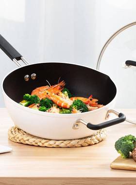 知吾煮平底炒锅炒锅不粘锅炒菜锅