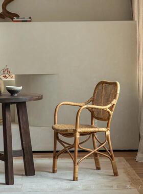 K8|东南亚藤艺天然真藤创意藤编餐书桌椅客厅家用阳台休闲椅