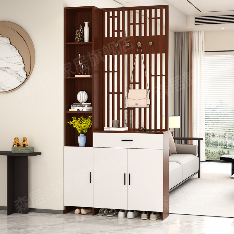 实木屏风隔断入户门客厅挂衣架简约现代正对门玄关柜实木新中式