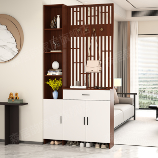 实木屏风隔断入户门客厅挂衣架简约现代正对门玄关柜实木新中式