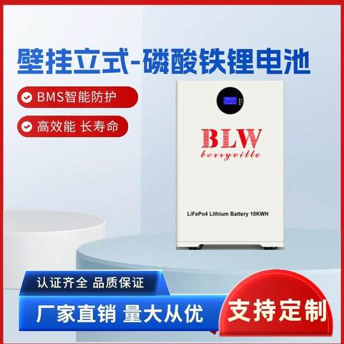 壁挂式51.2V200AH10度电磷酸铁锂家庭储能电池太阳能离网备用电