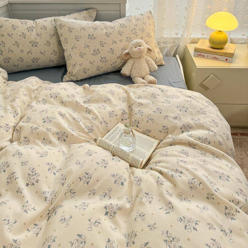 A类秋冬季加厚磨毛四件套亲肤水洗棉宿舍床单被套三件套单被套