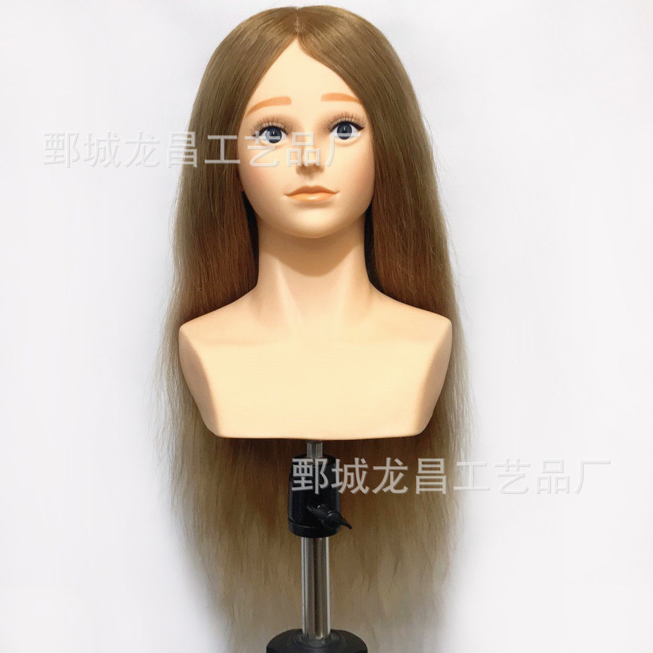 22英寸全人发220克#27色一字眉化妆带肩头模 半身头模