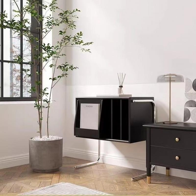 意式实木书柜杂志柜客厅储物柜沙发边柜收纳简约家用多功能陈列柜