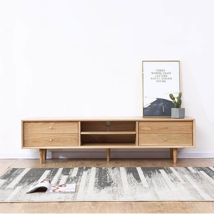 北欧实木云端电视柜现代地柜组合小户型简约白橡木视听柜