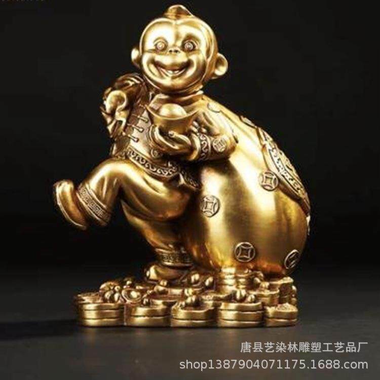 艺染林供应室内桌面铸铜雕塑摆件金属工艺品铜雕猴子雕塑