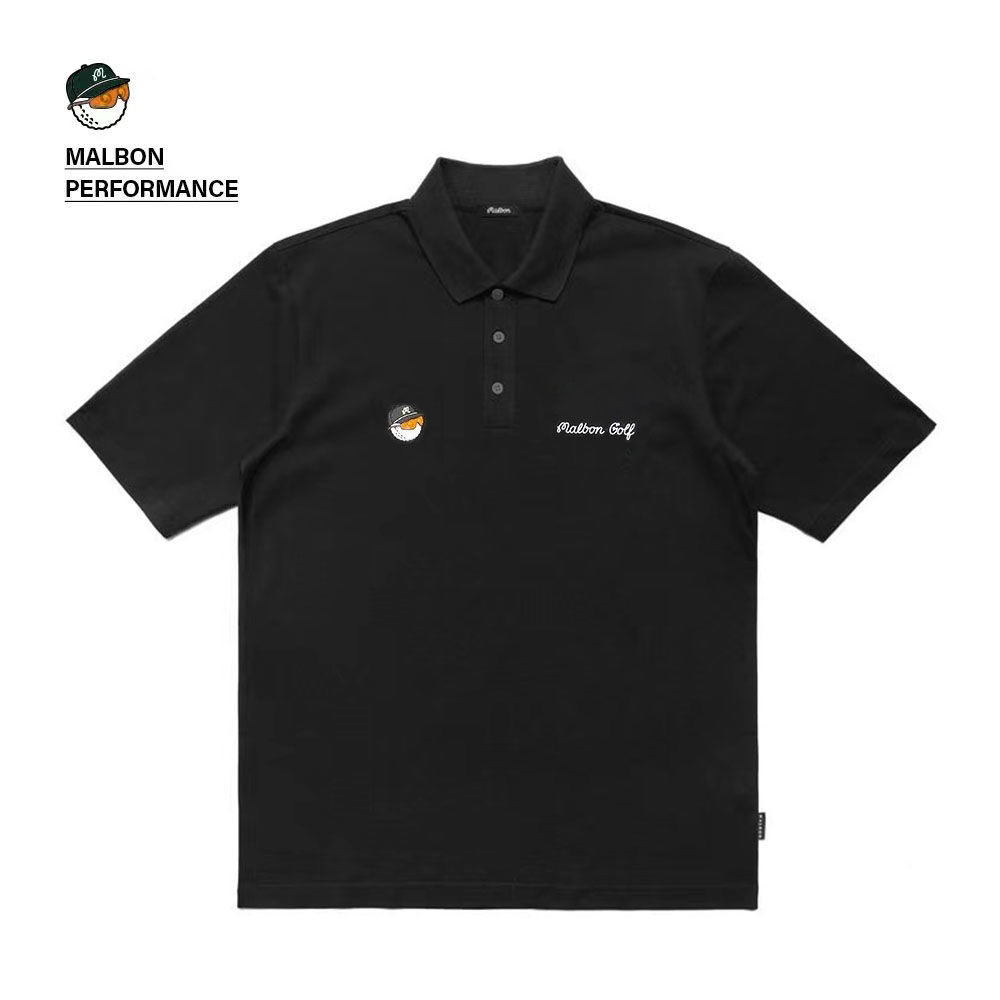 MALBON冰丝速干翻领男女同款高尔夫衣服下场服装GOLF短袖polo衫