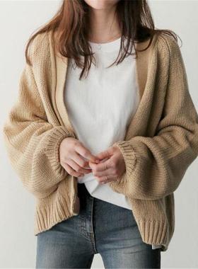 2020 lazy cardigan net red sweater women loose Korean short