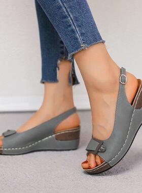 big size women wedge sandals casual shoes 夏季女士坡跟凉鞋子